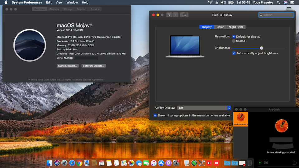 Success Hackintosh macOS Mojave 10.14 Build 18A391 at Asus A456UR-WX037D